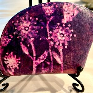 Hand paint custom rock with stand. Original one of a kind.